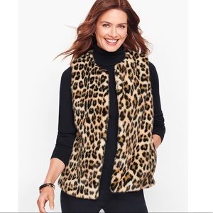 Talbots leopard faux fur vest